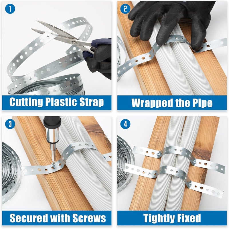 Fyrique Galvanized 3/4-Inch X 100-Feet Metal Strapping with Holes 24-Gauge Metal Pipe Hanger Strap for Plumbing, HVAC and Duct Support - Image 5